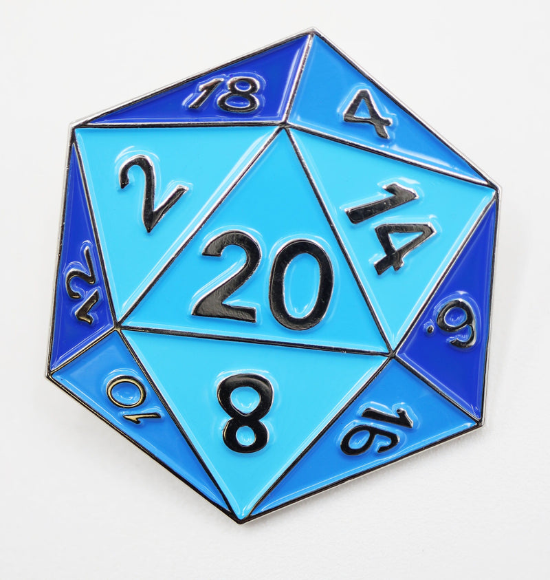 Blue D20 Enamel Pin Enamel Pin Foam Brain Games