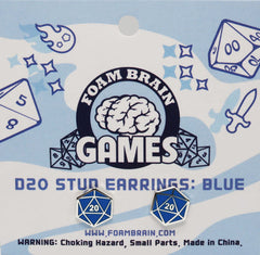 D20 Stud Earrings: Blue | D20 Games