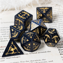 Embellished Blue Sandstone- Gemstone Engraved With Gold Dice Set