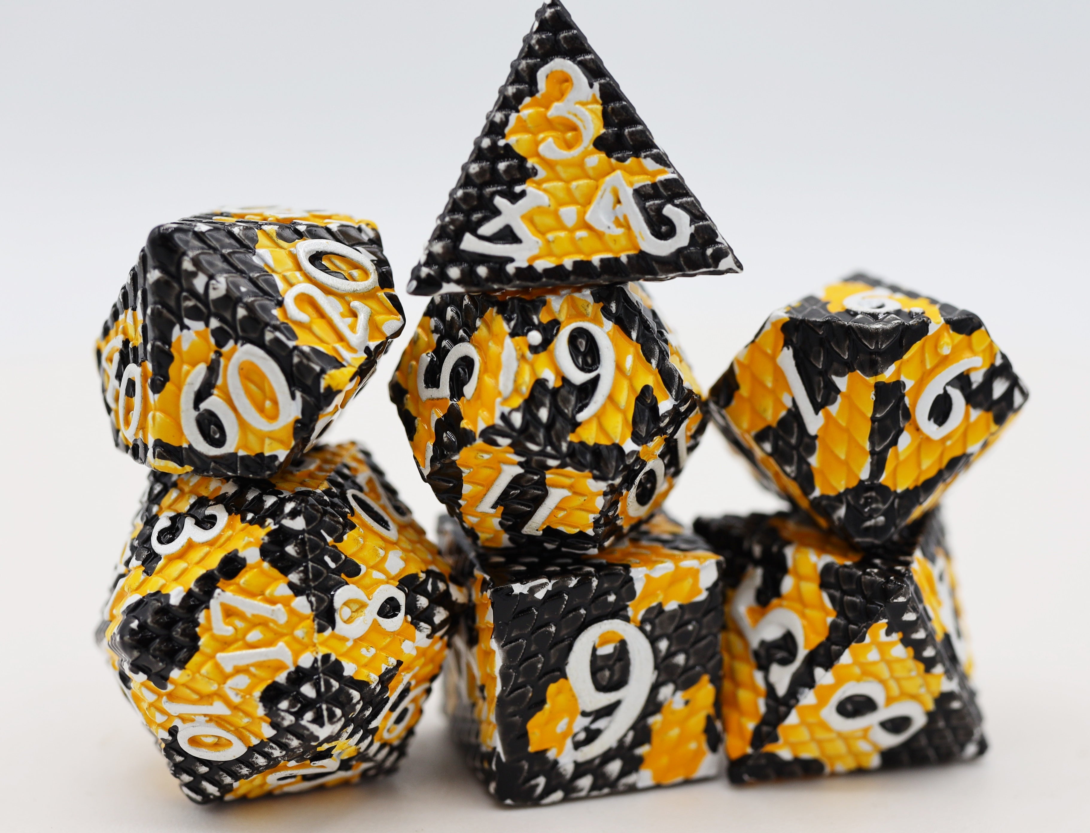 Bumblebee Dragon Scale RPG Metal Dice Set Metal Dice Foam Brain Games | D20 Games