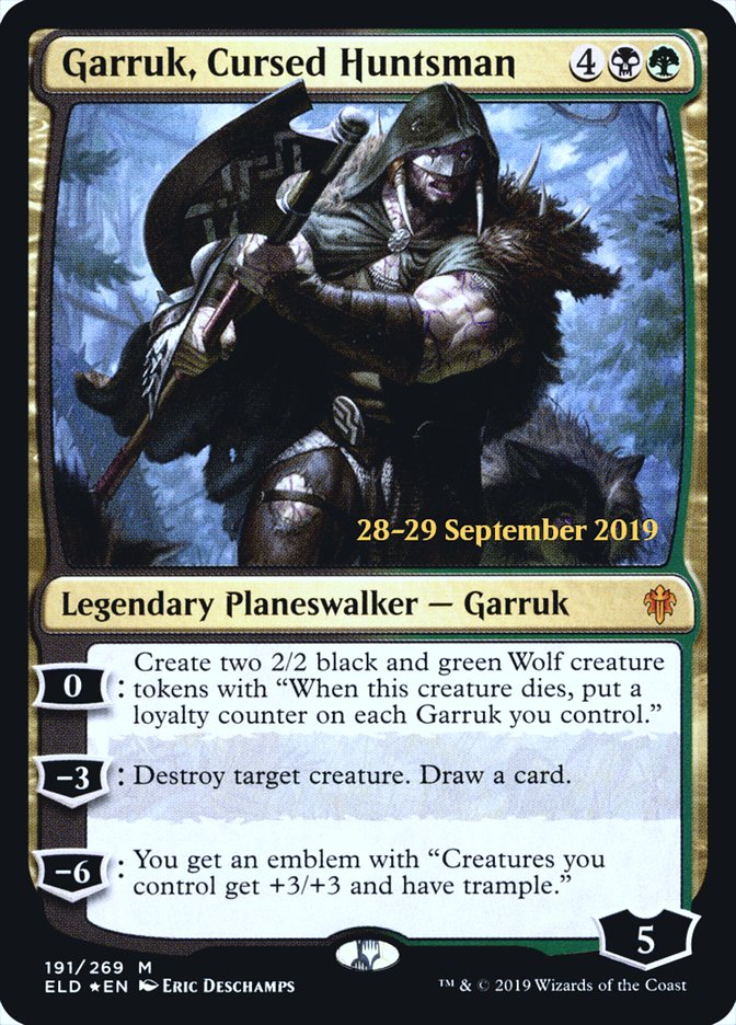 Garruk, Cursed Huntsman  [Throne of Eldraine Prerelease Promos] | D20 Games