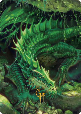 Lurking Green Dragon Art Card (Gold-Stamped Signature) [Commander Legends: Battle for Baldur's Gate Art Series] | D20 Games