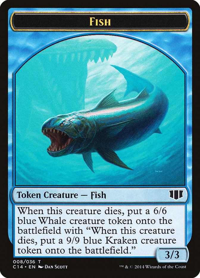 Fish // Zombie (011/036) Double-sided Token [Commander 2014 Tokens] | D20 Games