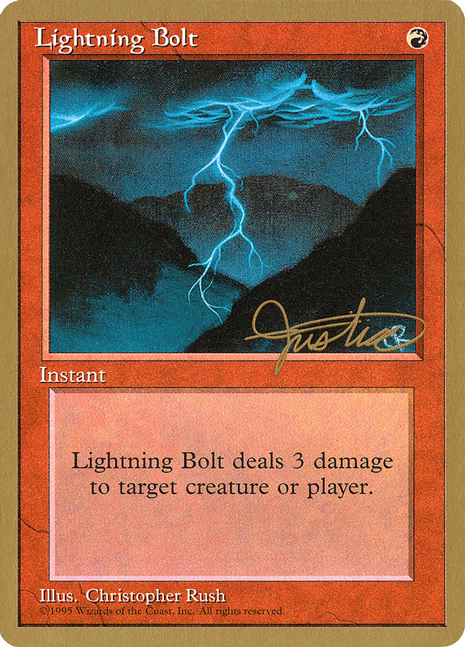 Lightning Bolt (Mark Justice) [Pro Tour Collector Set] | D20 Games