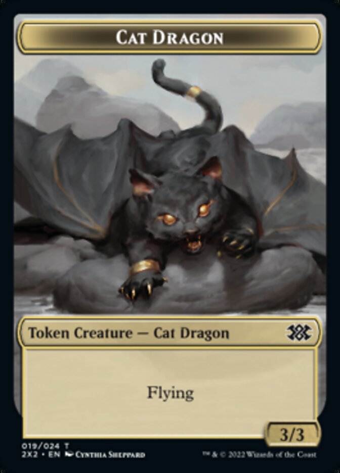 Cat Dragon // Monk Double-sided Token [Double Masters 2022 Tokens] | D20 Games