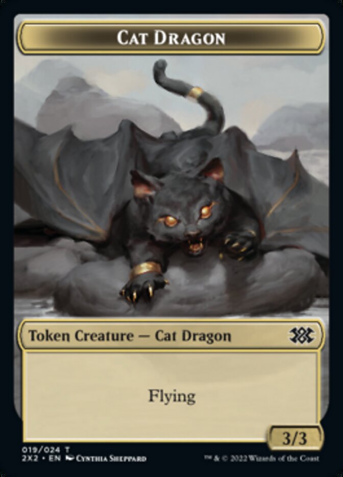 Cat Dragon // Knight Double-sided Token [Double Masters 2022 Tokens] | D20 Games