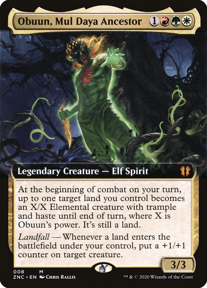 Obuun, Mul Daya Ancestor (Extended Art) [Zendikar Rising Commander] | D20 Games