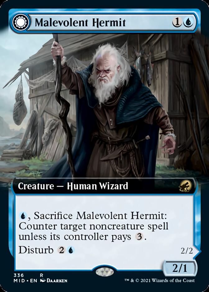 Malevolent Hermit // Benevolent Geist (Extended) [Innistrad: Midnight Hunt] | D20 Games