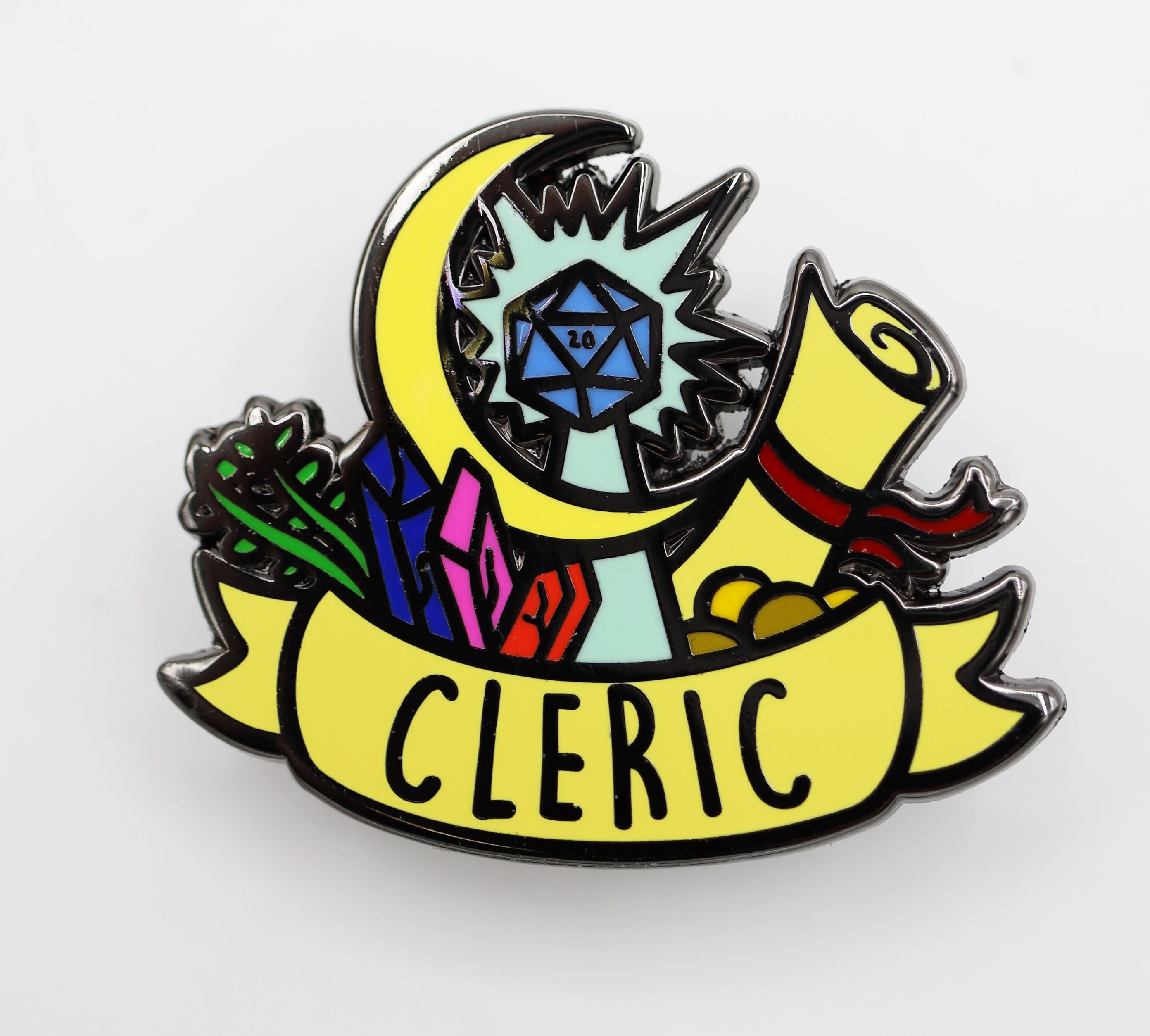 Banner Class Pins: Cleric Enamel Pin Foam Brain Games | D20 Games