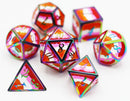 Community Lesbian Pride Flag - RPG Metal Dice Set Metal Dice Foam Brain Games