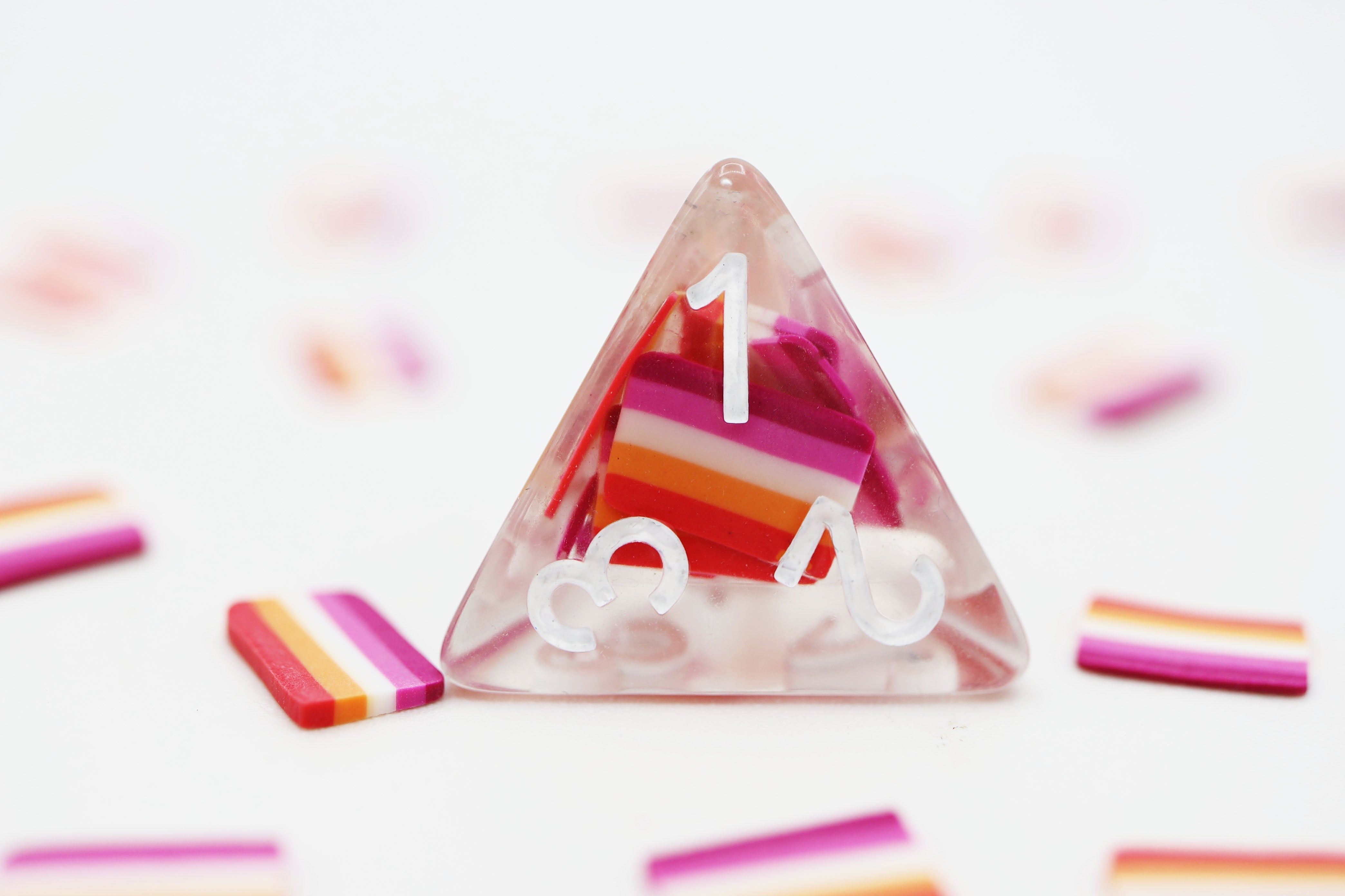 Community Lesbian Flag RPG Dice Set Plastic Dice Foam Brain Games | D20 Games