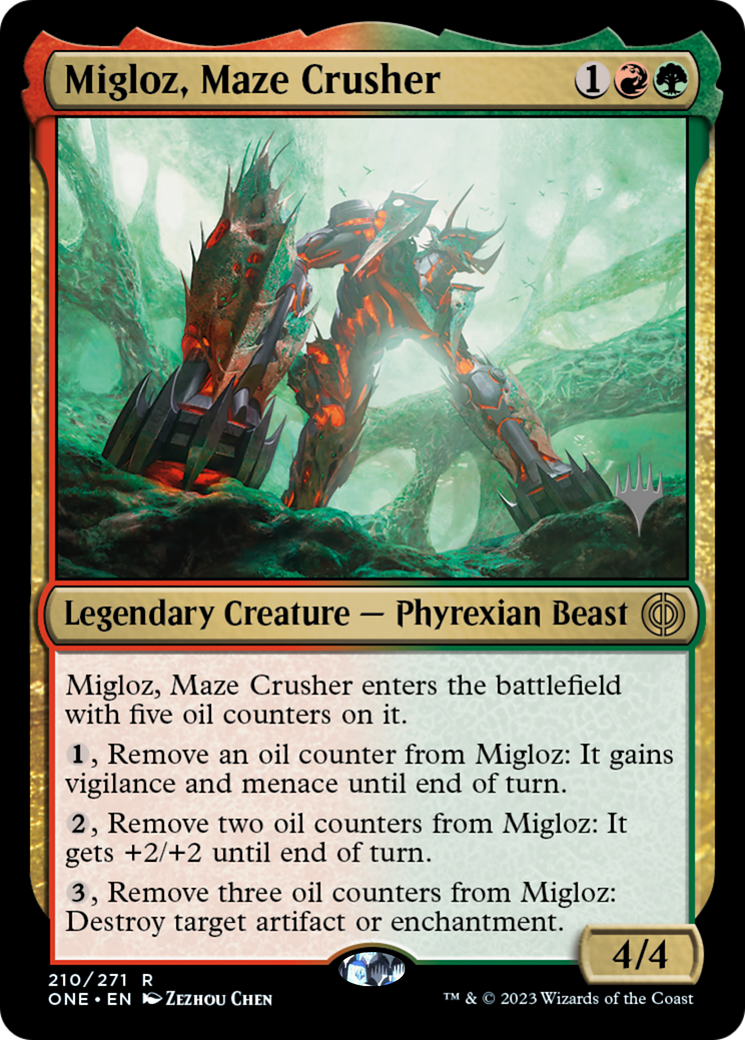 Migloz, Maze Crusher (Promo Pack) [Phyrexia: All Will Be One Promos] | D20 Games