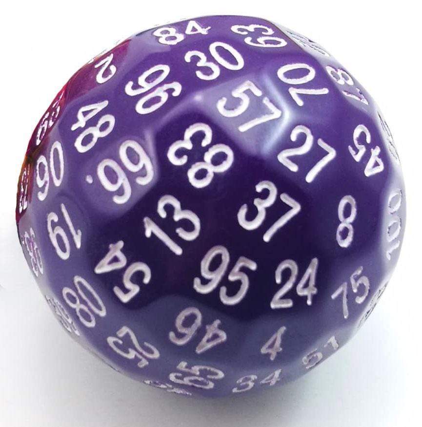 100-Sided Die: Purple with White D100 | D20 Games