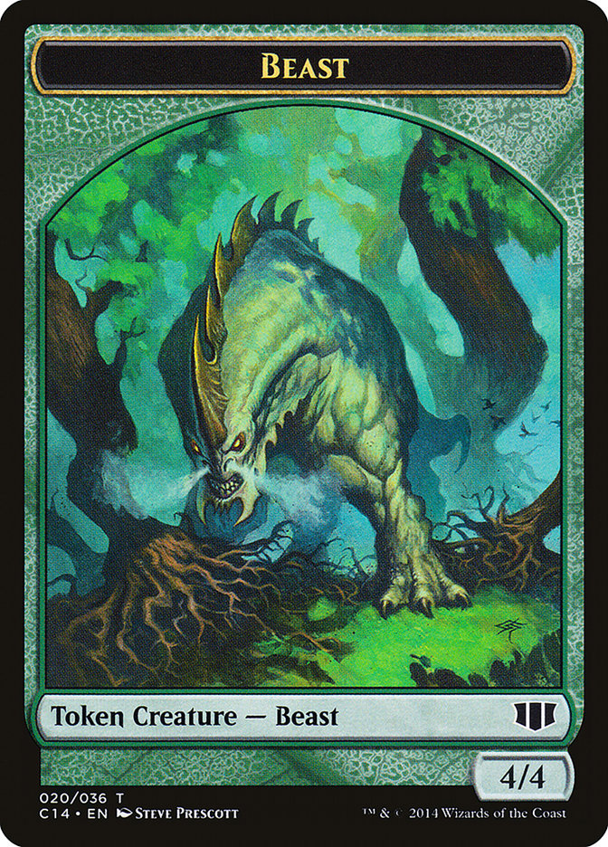 Elf Druid // Beast (020/036) Double-sided Token [Commander 2014 Tokens] | D20 Games