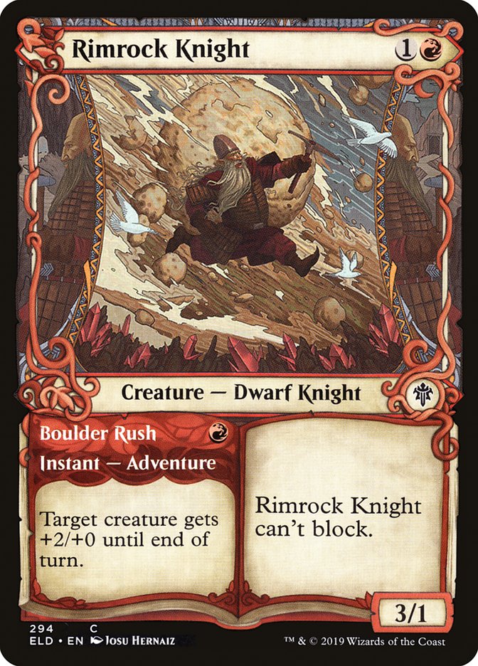 Rimrock Knight // Boulder Rush (Showcase) [Throne of Eldraine] | D20 Games