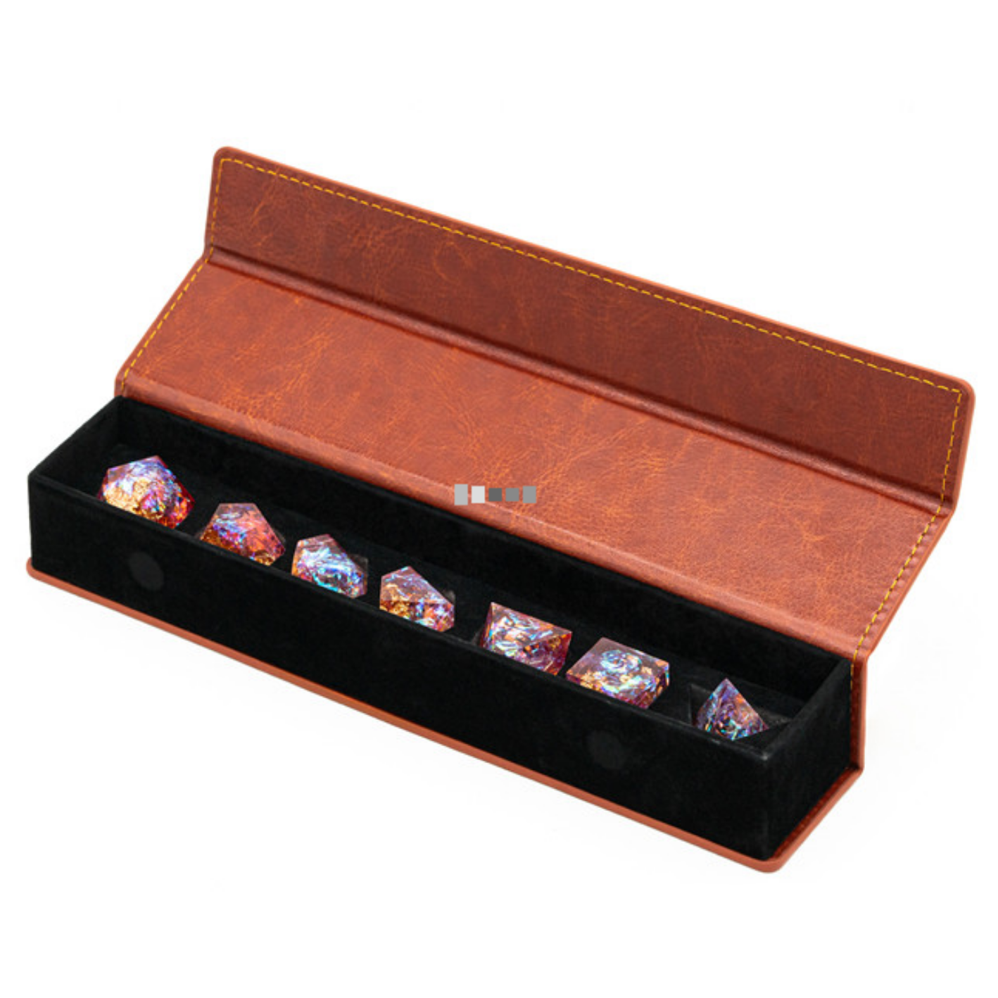 Magnetic Dice Vault - Brown Leatherette Dice Box Foam Brain Games | D20 Games