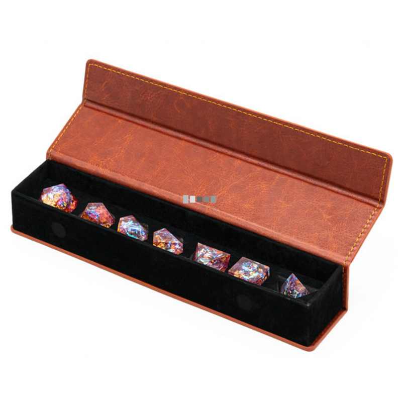 Magnetic Dice Vault - Brown Leatherette Dice Box Foam Brain Games