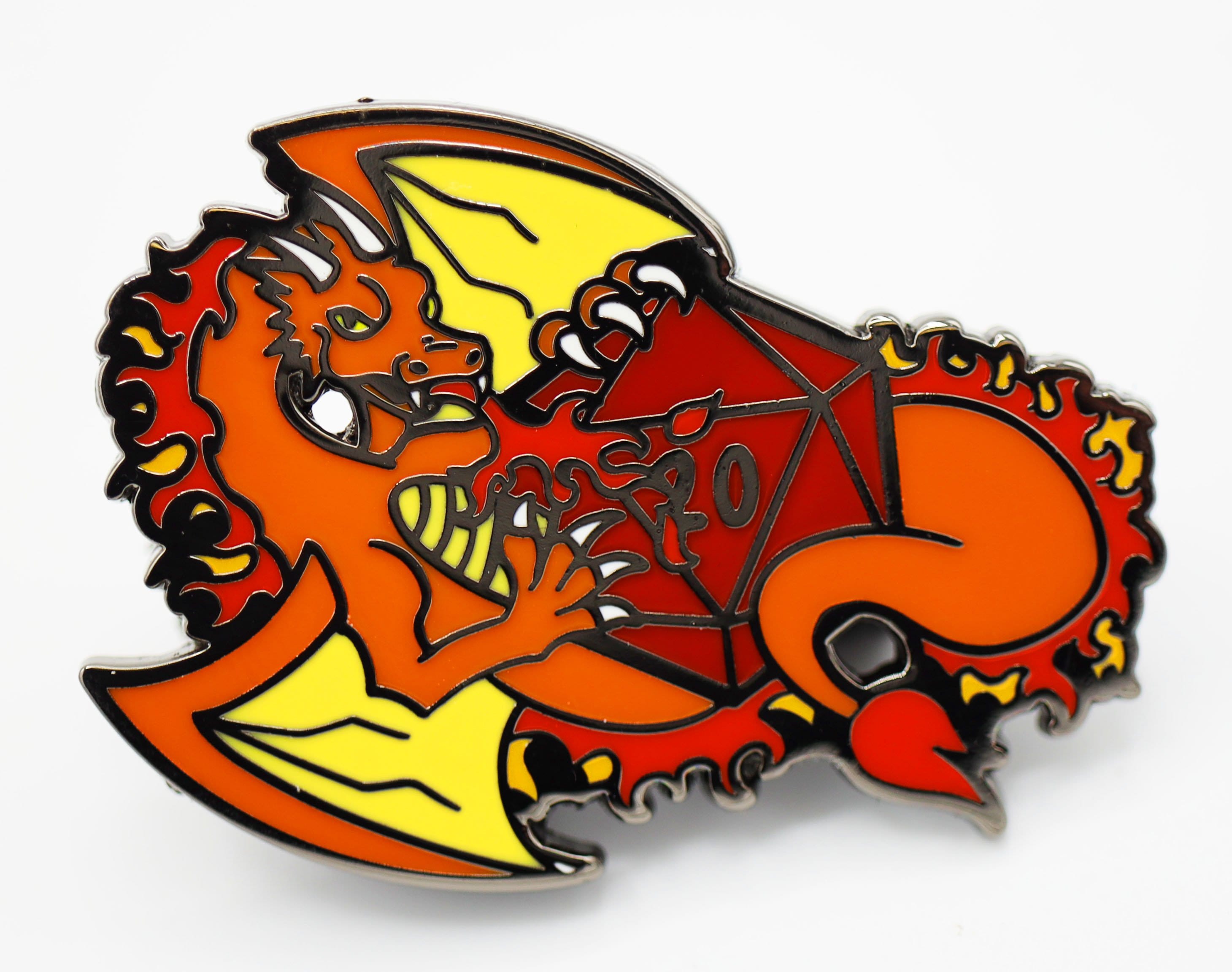 Dice Dragons Pin: Fire Enamel Pin Foam Brain Games | D20 Games