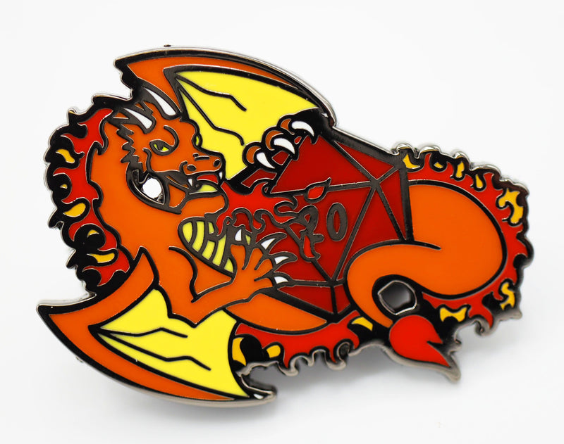 Dice Dragons Pin: Fire Enamel Pin Foam Brain Games