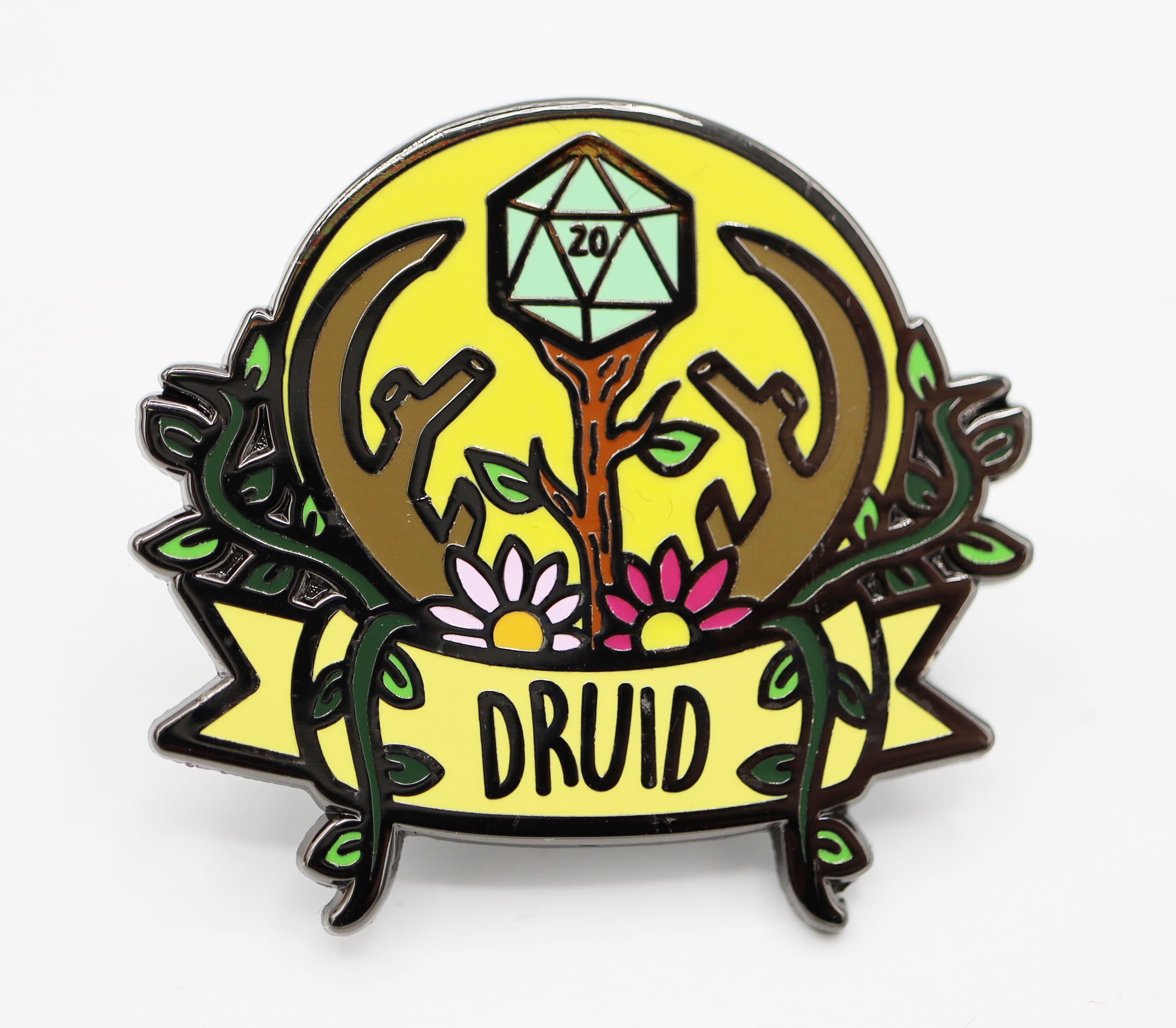Banner Class Pins: Druid Enamel Pin Foam Brain Games | D20 Games