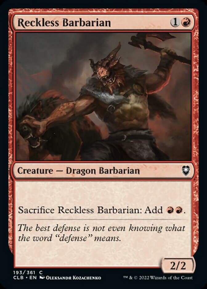 Reckless Barbarian [Commander Legends: Battle for Baldur's Gate] | D20 Games