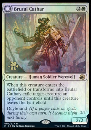 Brutal Cathar // Moonrage Brute [Innistrad: Midnight Hunt Prerelease Promos] | D20 Games