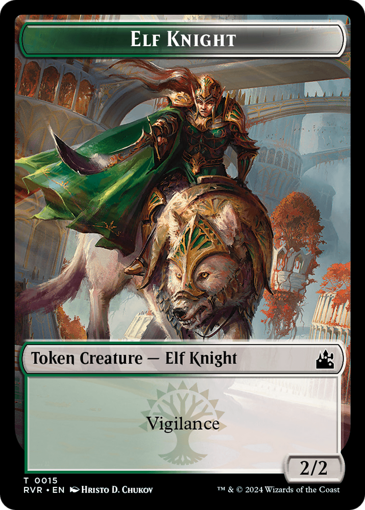 Elf Knight // Zombie Double-Sided Token [Ravnica Remastered Tokens] | D20 Games