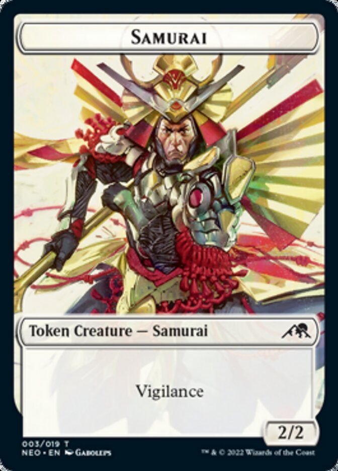 Samurai // Tezzeret, Betrayer of Flesh Emblem Double-sided Token [Kamigawa: Neon Dynasty Tokens] | D20 Games