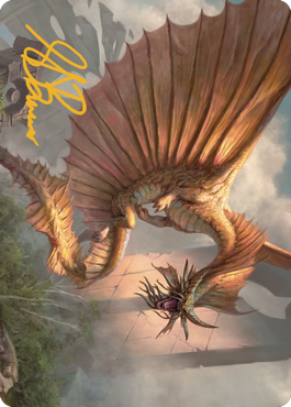 Ancient Gold Dragon Art Card (28) (Gold-Stamped Signature) [Commander Legends: Battle for Baldur's Gate Art Series] | D20 Games