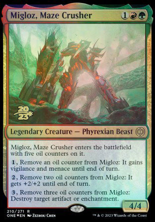 Migloz, Maze Crusher [Phyrexia: All Will Be One Prerelease Promos] | D20 Games