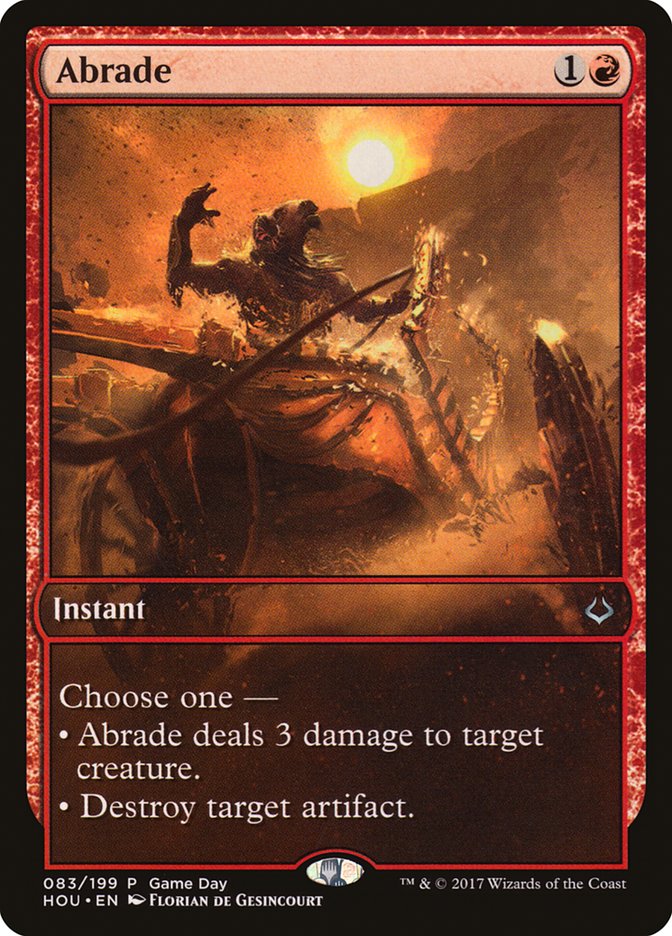 Abrade (Game Day) [Hour of Devastation Promos] | D20 Games