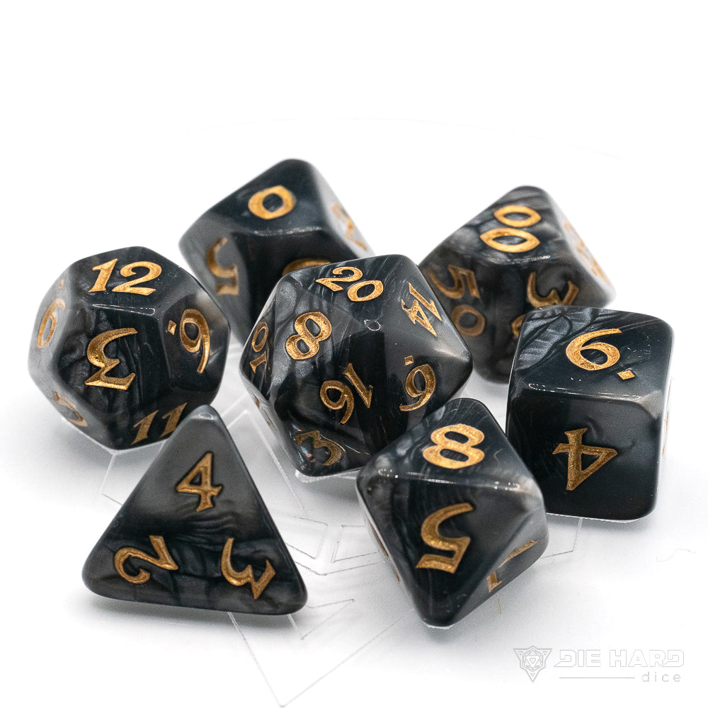 7 Piece RPG Set - Elessia Shale with Gold | D20 Games