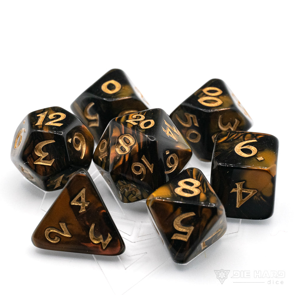 7 Piece RGB Set - Elessia Changeling with Gold | D20 Games