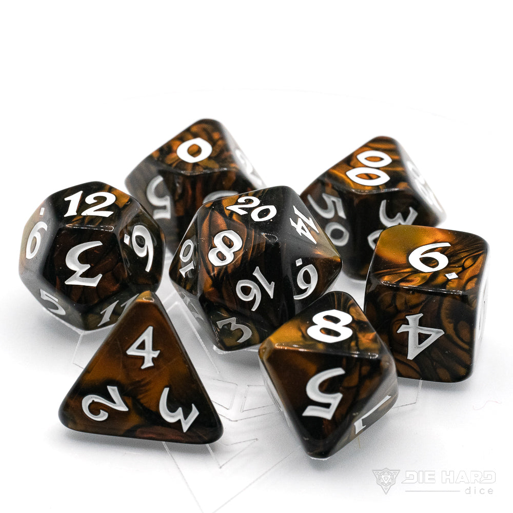 7 Piece RPG Set - Elessia Changeling with White | D20 Games