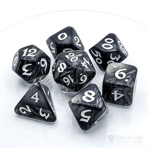 7 Piece Dice Set - Elessia Shale with White | D20 Games