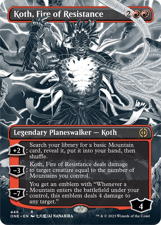 Koth, Fire of Resistance (Borderless Manga Step-and-Compleat Foil) [Phyrexia: All Will Be One] | D20 Games