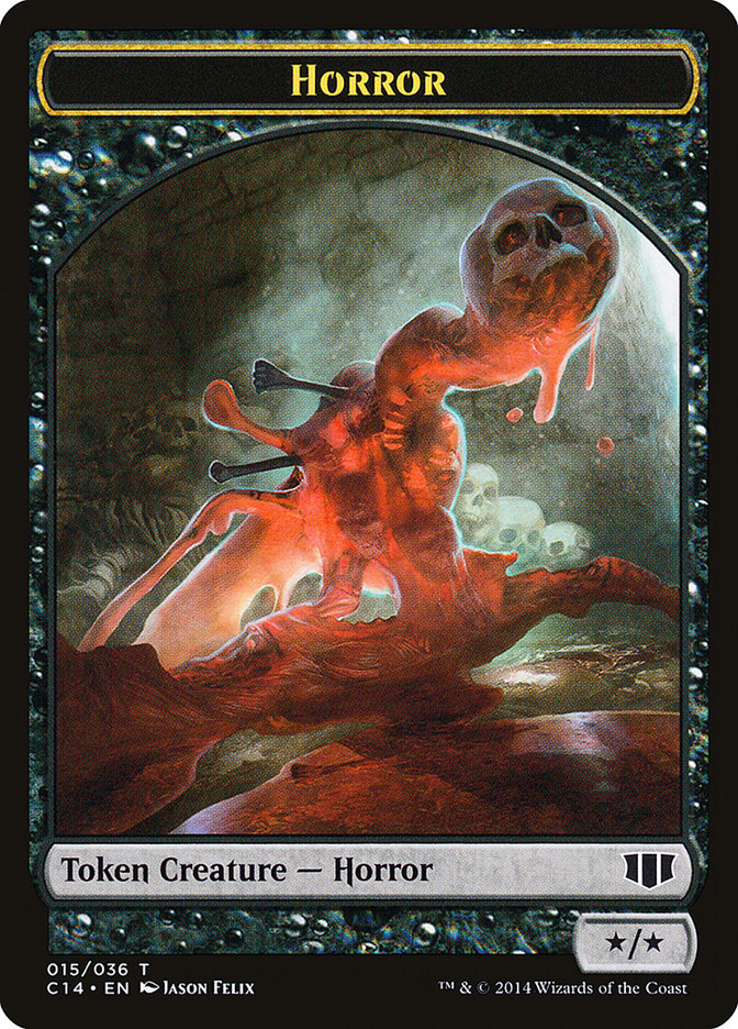 Horror // Zombie (016/036) Double-sided Token [Commander 2014 Tokens] | D20 Games