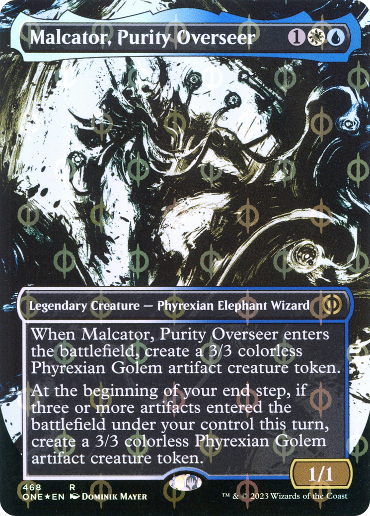 Malcator, Purity Overseer (Borderless Ichor Step-and-Compleat Foil) [Phyrexia: All Will Be One] | D20 Games