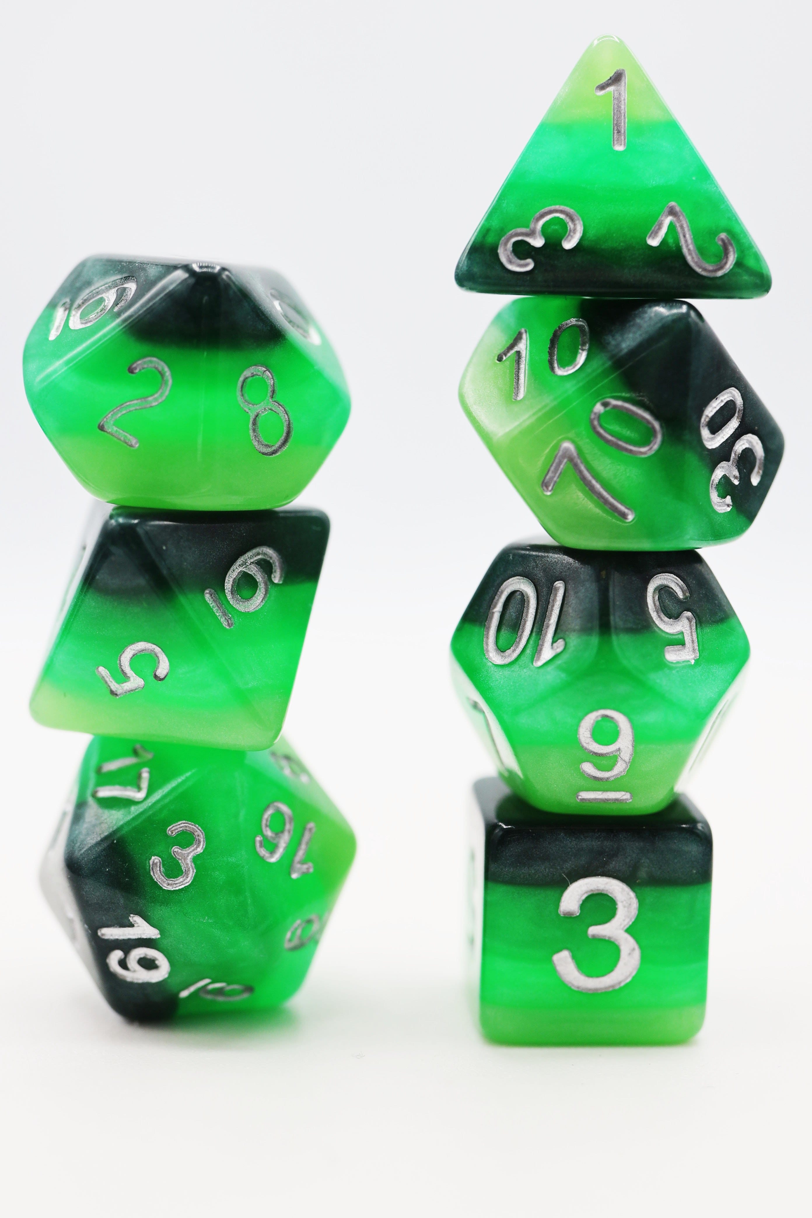 Green Gradient RPG Dice Set Plastic Dice Foam Brain Games | D20 Games