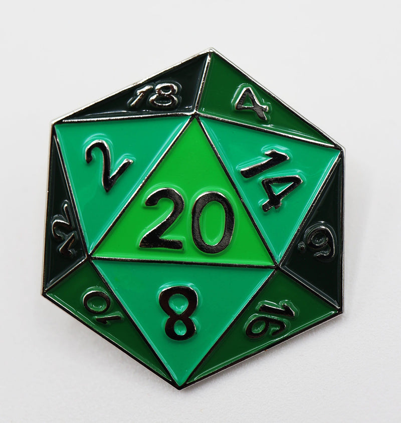 Green D20 Enamel Pin Enamel Pin Foam Brain Games