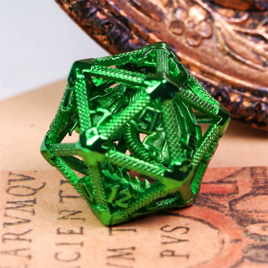 Hollow Dragon Keep D20 - Green Metal Dice Foam Brain Games | D20 Games