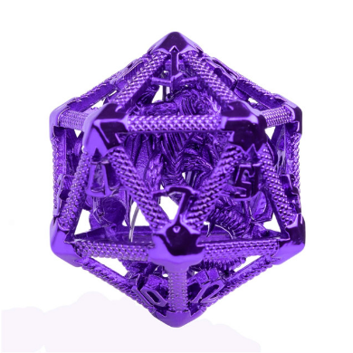 Hollow Dragon Keep D20 - Purple Metal Dice Foam Brain Games | D20 Games