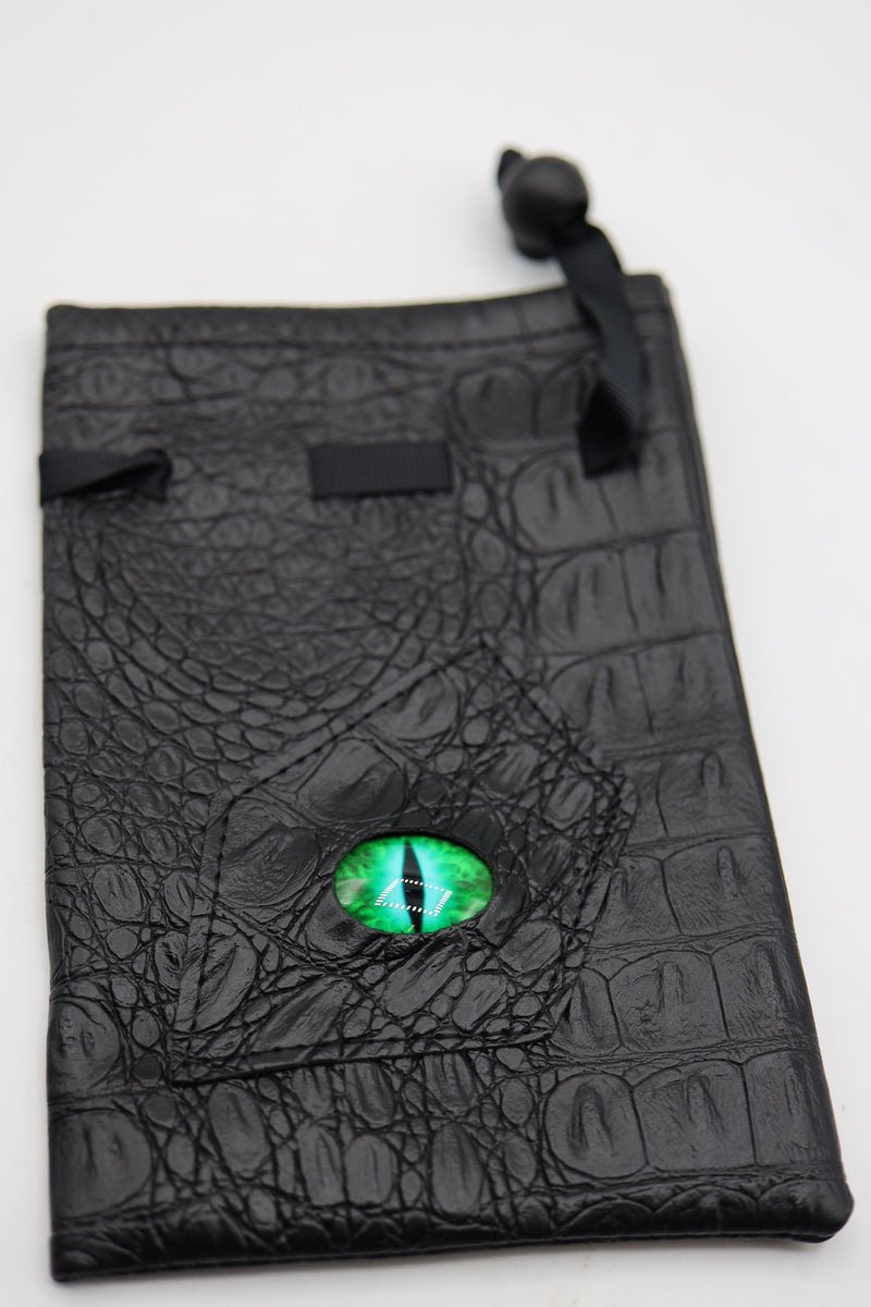 Black Leatherette Jade Dragon Eye Dice Bag Dice Box Foam Brain Games
