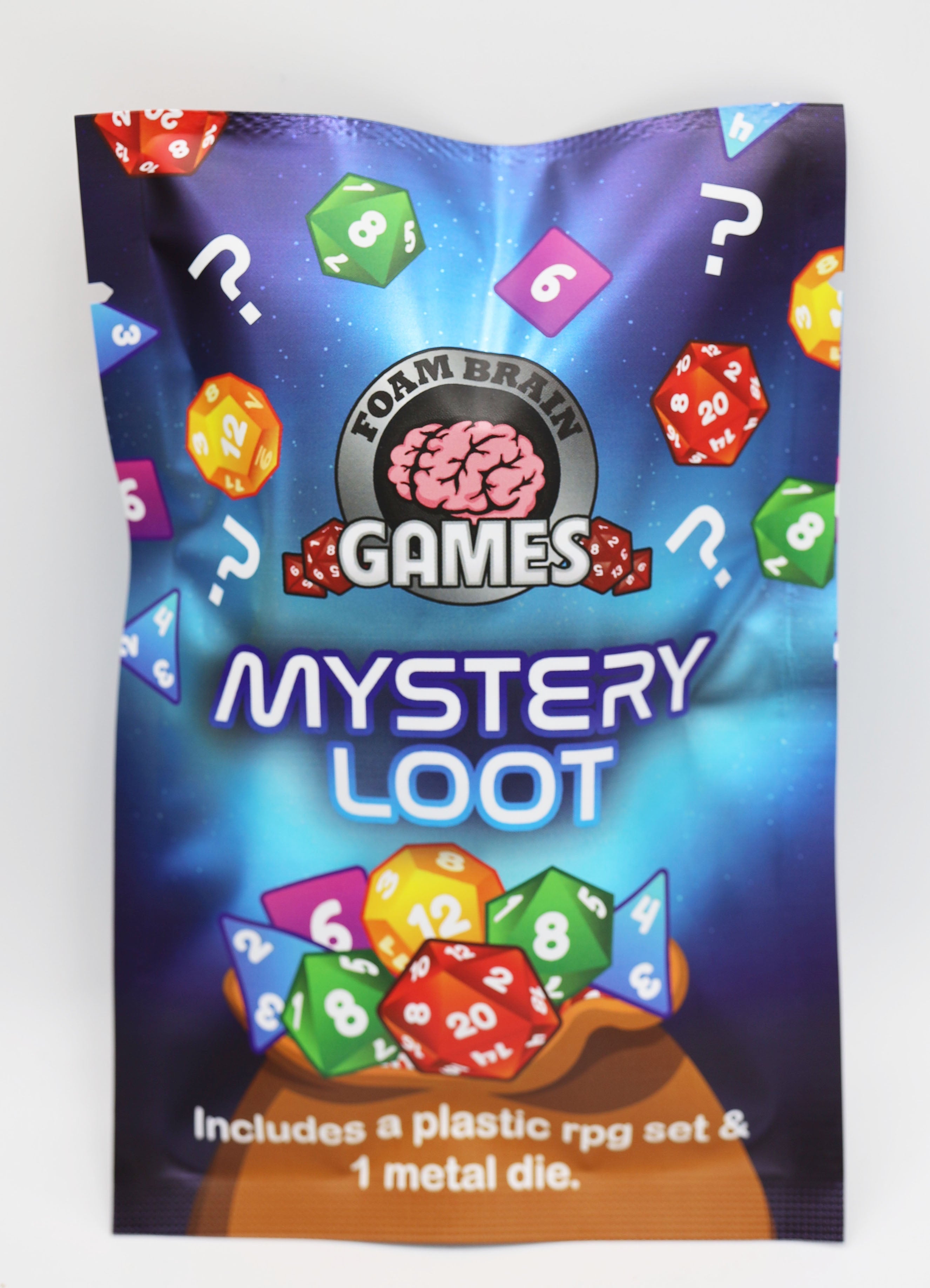 Mystery Loot: Plastic RPG Dice Set & Bonus Metal Die Plastic Dice Foam Brain Games | D20 Games
