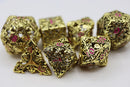 Fleur de Lis: Gilded Magenta Hollow RPG Metal Dice Set