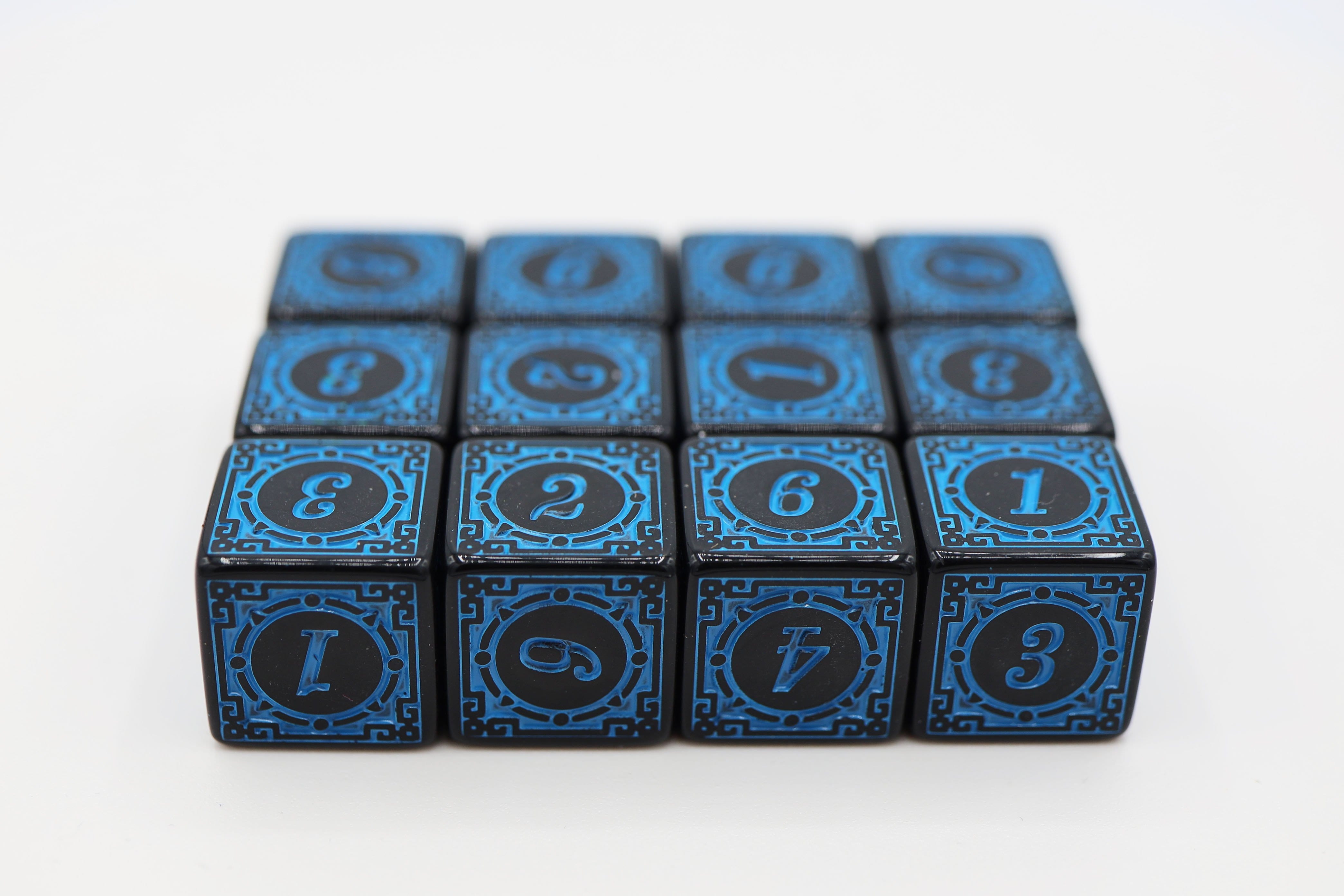 Magic Burst D6 Set -  Blue - 12 piece D6's Plastic Dice Foam Brain Games | D20 Games