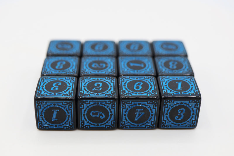 Magic Burst D6 Set -  Blue - 12 piece D6's Plastic Dice Foam Brain Games