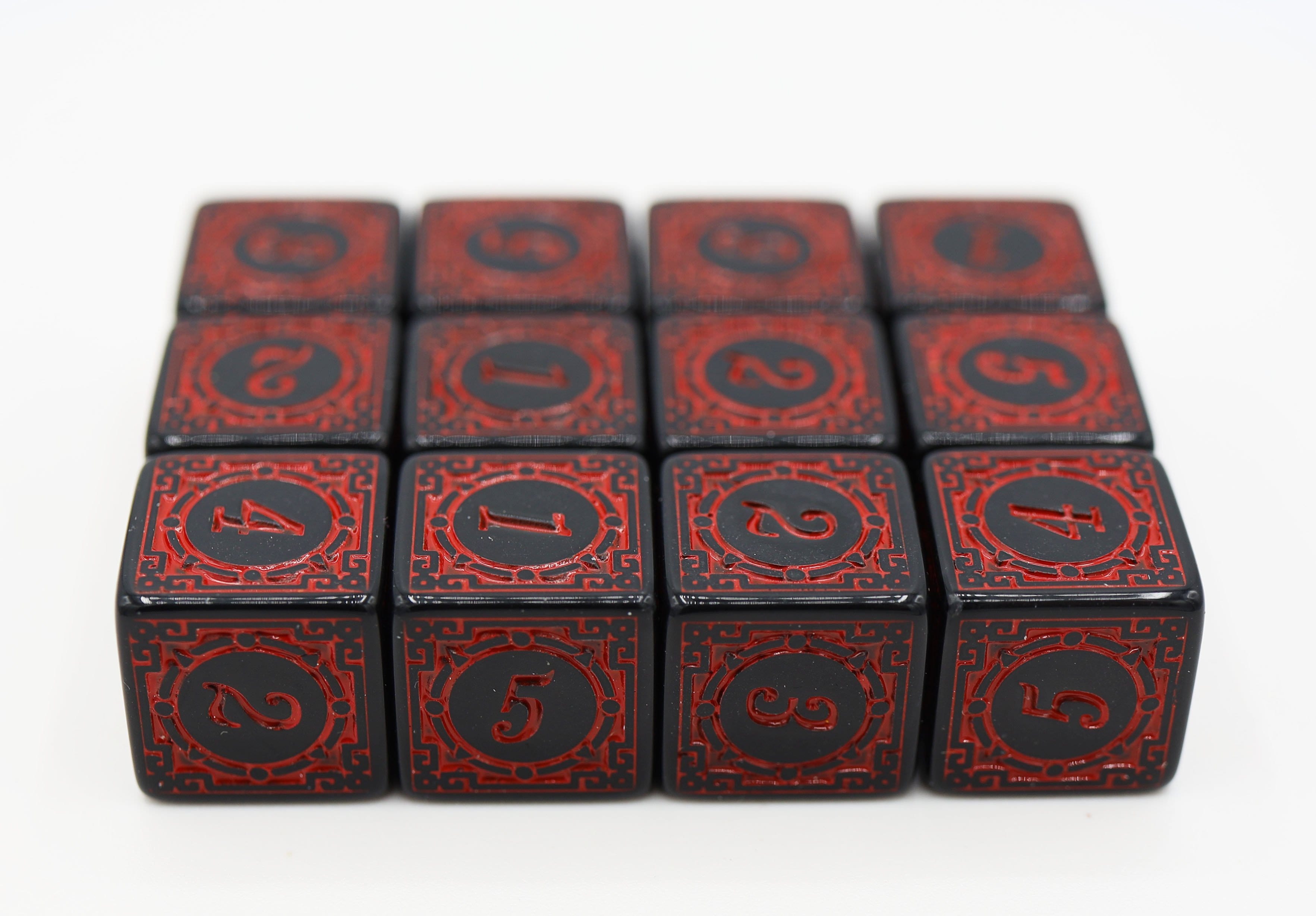 Magic Burst D6 Set -  Red - 12 piece D6's Plastic Dice Foam Brain Games | D20 Games