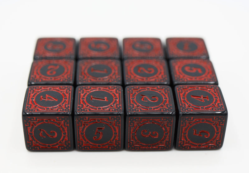 Magic Burst D6 Set -  Red - 12 piece D6's Plastic Dice Foam Brain Games