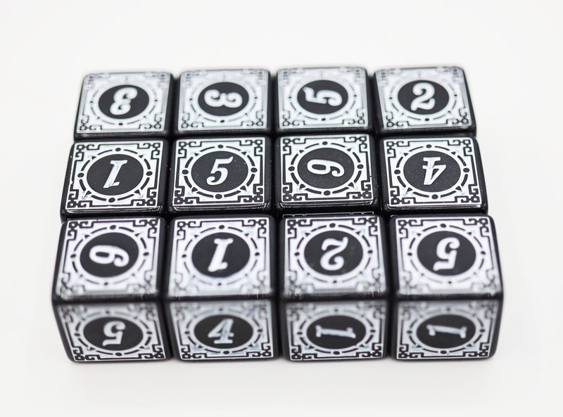 Magic Burst D6 Set -  White - 12 piece D6's Plastic Dice Foam Brain Games